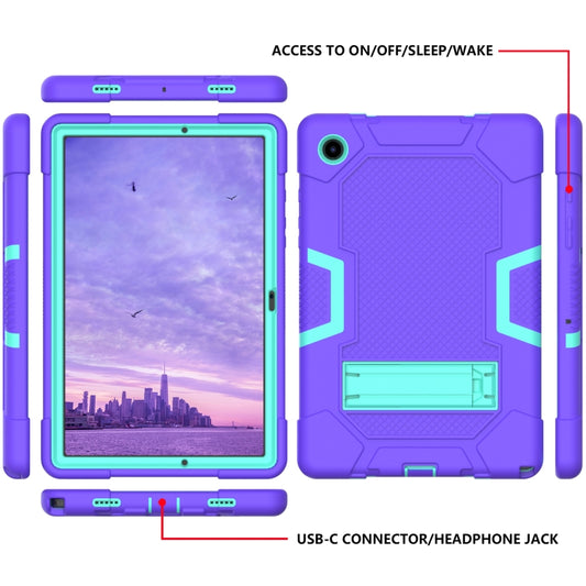 For Samsung Galaxy Tab A8 10.5 2021 X200 Contrast Color Robot Silicone + PC Tablet Case(Purple Mint Green) - Other Galaxy Tab PC by buy2fix | Online Shopping UK | buy2fix
