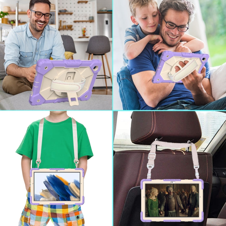 For Samsung Galaxy Tab A8 10.5 2021 X200 Contrast Color Robot Silicone + PC Tablet Case(Purple+Beige) - Other Galaxy Tab PC by buy2fix | Online Shopping UK | buy2fix