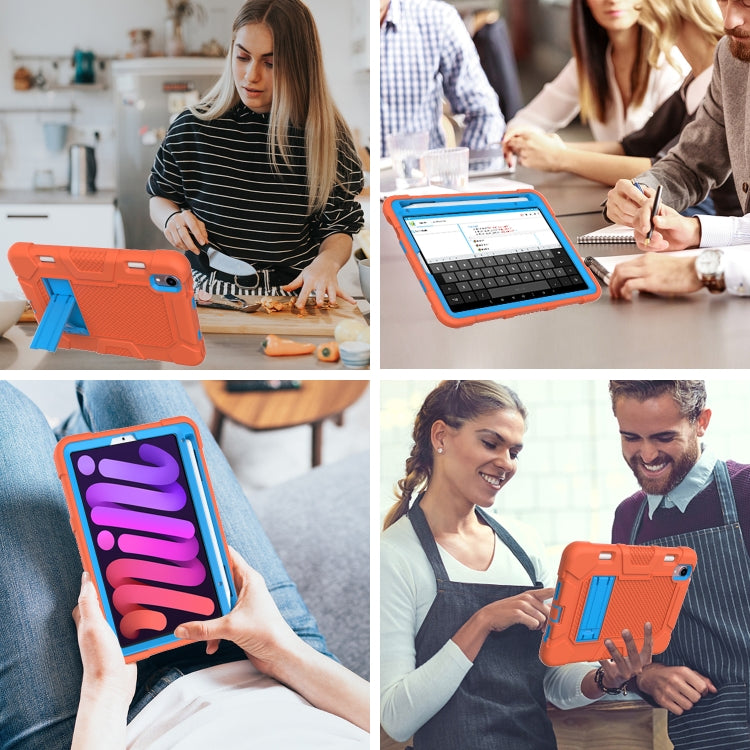For iPad mini 2024 / mini 6 Contrast Color Robot Silicone + PC Tablet Case(Orange Blue) - iPad mini 6 Cases by buy2fix | Online Shopping UK | buy2fix
