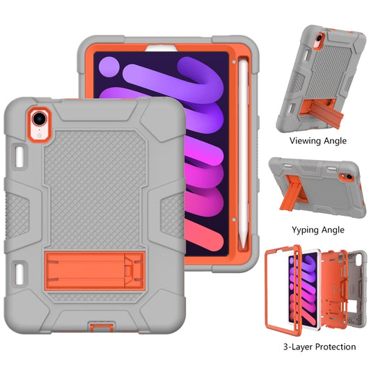 For iPad mini 2024 / mini 6 Contrast Color Robot Silicone + PC Tablet Case(Grey Orange) - iPad mini 6 Cases by buy2fix | Online Shopping UK | buy2fix
