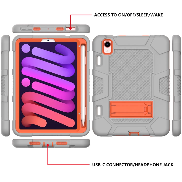 For iPad mini 2024 / mini 6 Contrast Color Robot Silicone + PC Tablet Case(Grey Orange) - iPad mini 6 Cases by buy2fix | Online Shopping UK | buy2fix