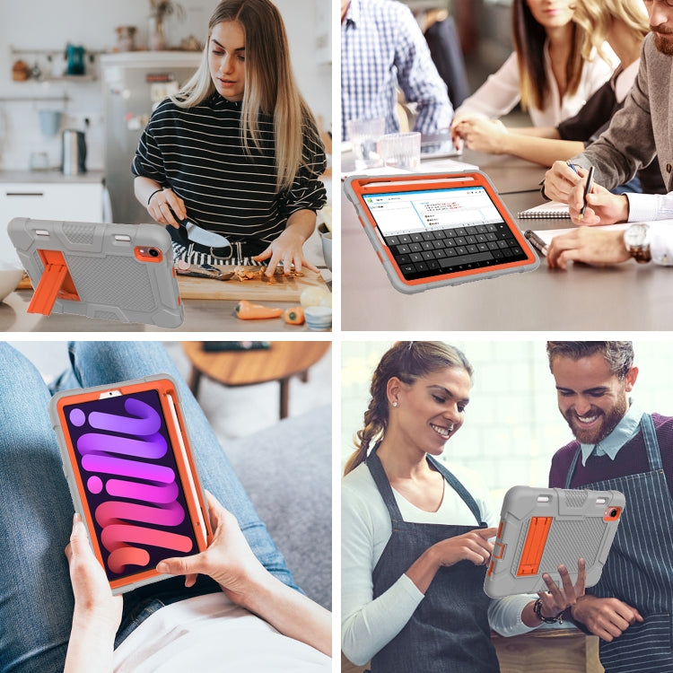 For iPad mini 2024 / mini 6 Contrast Color Robot Silicone + PC Tablet Case(Grey Orange) - iPad mini 6 Cases by buy2fix | Online Shopping UK | buy2fix