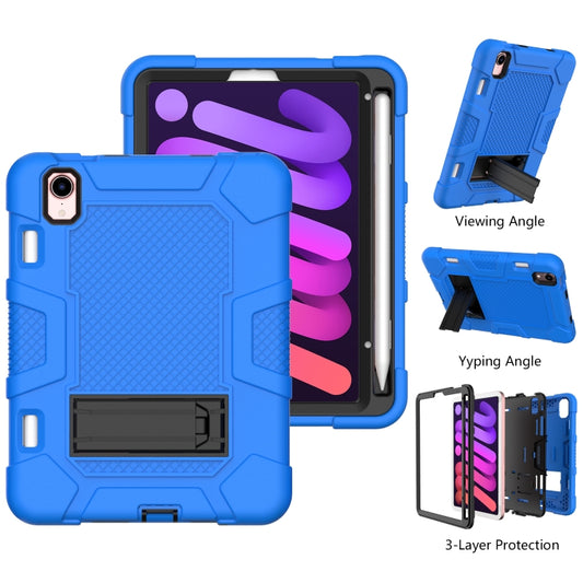 For iPad mini 2024 / mini 6 Contrast Color Robot Silicone + PC Tablet Case(Blue Black) - iPad mini 6 Cases by buy2fix | Online Shopping UK | buy2fix