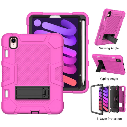 For iPad mini 2024 / mini 6 Contrast Color Robot Silicone + PC Tablet Case(Rose Red Black) - iPad mini 6 Cases by buy2fix | Online Shopping UK | buy2fix