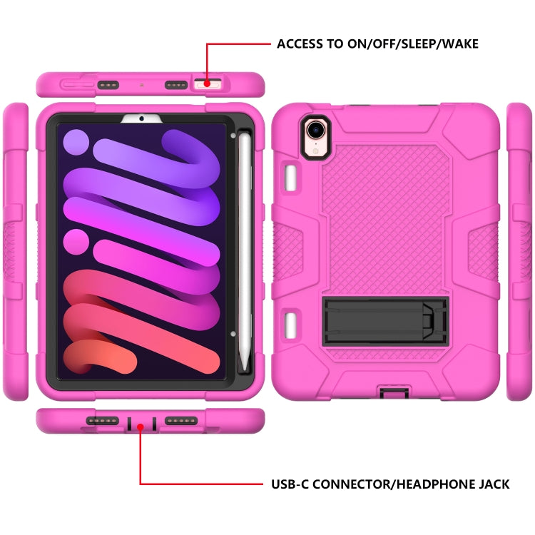 For iPad mini 2024 / mini 6 Contrast Color Robot Silicone + PC Tablet Case(Rose Red Black) - iPad mini 6 Cases by buy2fix | Online Shopping UK | buy2fix