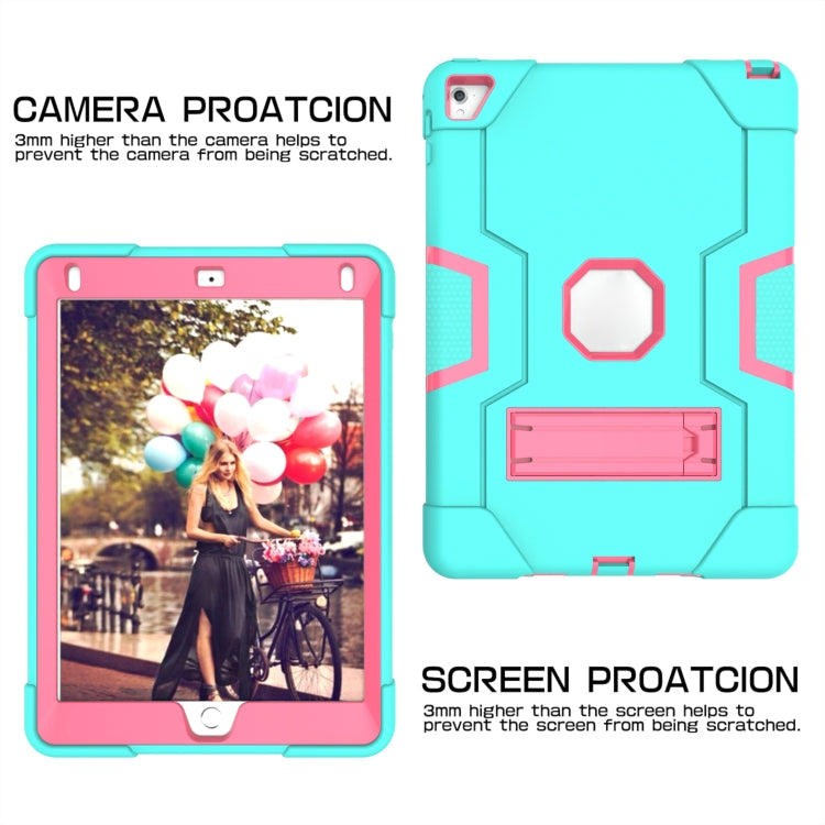 Contrast Color Robot Silicone + PC Tablet Case For iPad 6 / iPad Pro 9.7 2016(Mint Green + Rose Red) - iPad Pro 9.7 inch Cases by buy2fix | Online Shopping UK | buy2fix