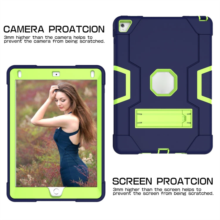 Contrast Color Robot Silicone + PC Tablet Case For iPad 6 / iPad Pro 9.7 2016(Navy Blue + Yellow Green) - iPad Pro 9.7 inch Cases by buy2fix | Online Shopping UK | buy2fix
