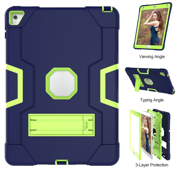 Contrast Color Robot Silicone + PC Tablet Case For iPad 6 / iPad Pro 9.7 2016(Navy Blue + Yellow Green) - iPad Pro 9.7 inch Cases by buy2fix | Online Shopping UK | buy2fix