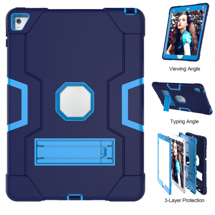 Contrast Color Robot Silicone + PC Tablet Case For iPad 6 / iPad Pro 9.7 2016(Navy Blue + Blue) - iPad Pro 9.7 inch Cases by buy2fix | Online Shopping UK | buy2fix