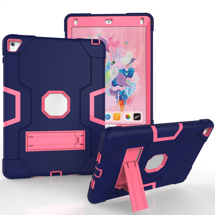 Contrast Color Robot Silicone + PC Tablet Case For iPad 6 / iPad Pro 9.7 2016(Navy Blue + Rose Red) - iPad Pro 9.7 inch Cases by buy2fix | Online Shopping UK | buy2fix