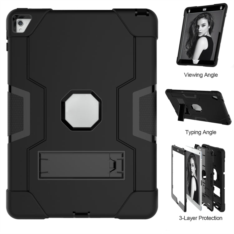 Contrast Color Robot Silicone + PC Tablet Case For iPad 6 / iPad Pro 9.7 2016(Black) - iPad Pro 9.7 inch Cases by buy2fix | Online Shopping UK | buy2fix