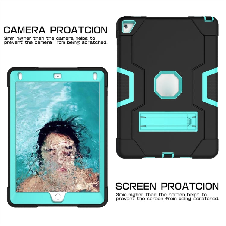 Contrast Color Robot Silicone + PC Tablet Case For iPad 6 / iPad Pro 9.7 2016(Black + Mint Green) - iPad Pro 9.7 inch Cases by buy2fix | Online Shopping UK | buy2fix