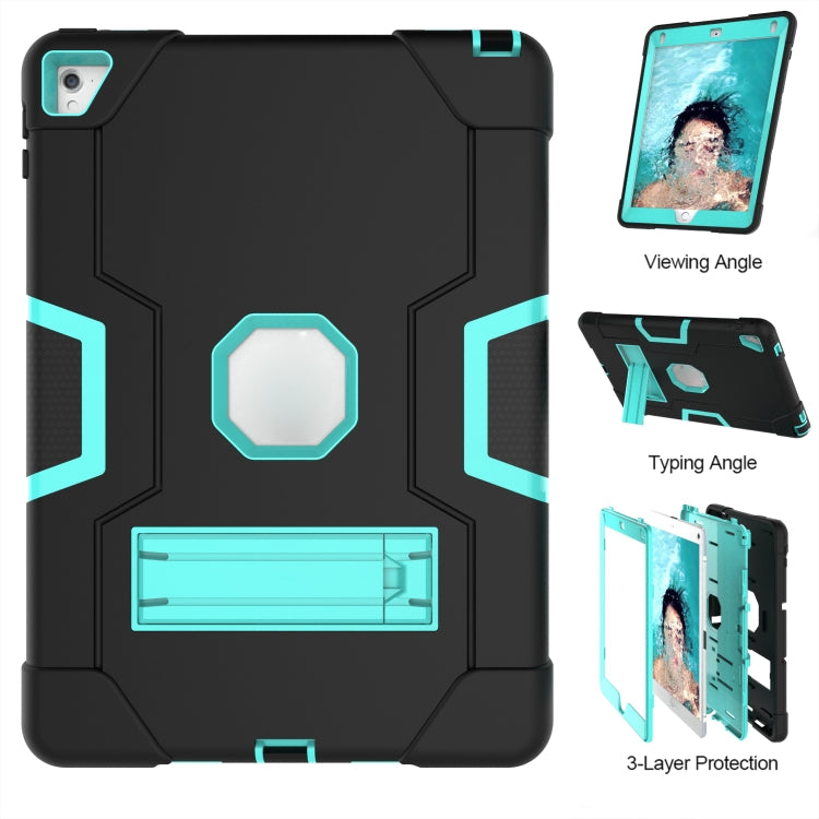 Contrast Color Robot Silicone + PC Tablet Case For iPad 6 / iPad Pro 9.7 2016(Black + Mint Green) - iPad Pro 9.7 inch Cases by buy2fix | Online Shopping UK | buy2fix