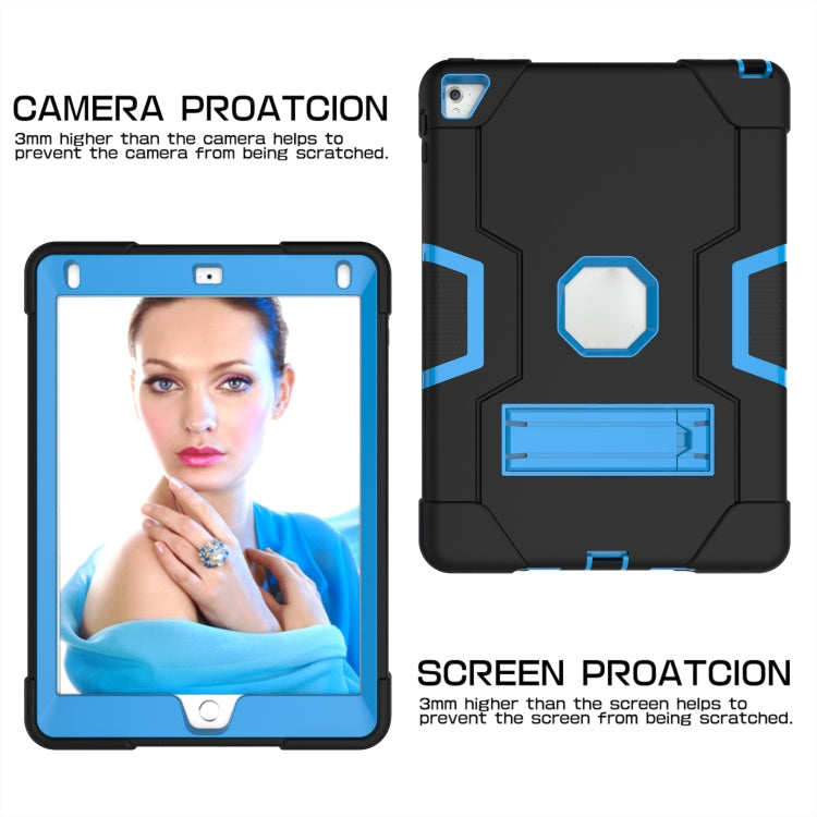Contrast Color Robot Silicone + PC Tablet Case For iPad 6 / iPad Pro 9.7 2016(Black + Blue) - iPad Pro 9.7 inch Cases by buy2fix | Online Shopping UK | buy2fix