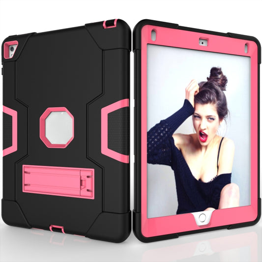 Contrast Color Robot Silicone + PC Tablet Case For iPad 6 / iPad Pro 9.7 2016(Black + Rose Red) - iPad Pro 9.7 inch Cases by buy2fix | Online Shopping UK | buy2fix