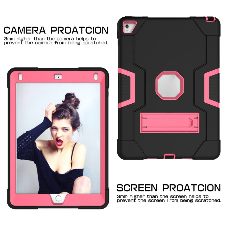 Contrast Color Robot Silicone + PC Tablet Case For iPad 6 / iPad Pro 9.7 2016(Black + Rose Red) - iPad Pro 9.7 inch Cases by buy2fix | Online Shopping UK | buy2fix