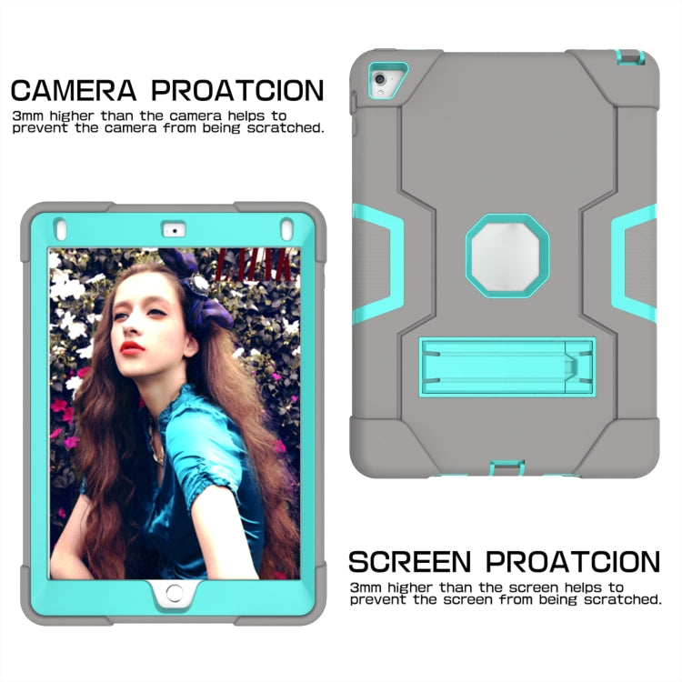 Contrast Color Robot Silicone + PC Tablet Case For iPad 6 / iPad Pro 9.7 2016(Grey + Mint Green) - iPad Pro 9.7 inch Cases by buy2fix | Online Shopping UK | buy2fix