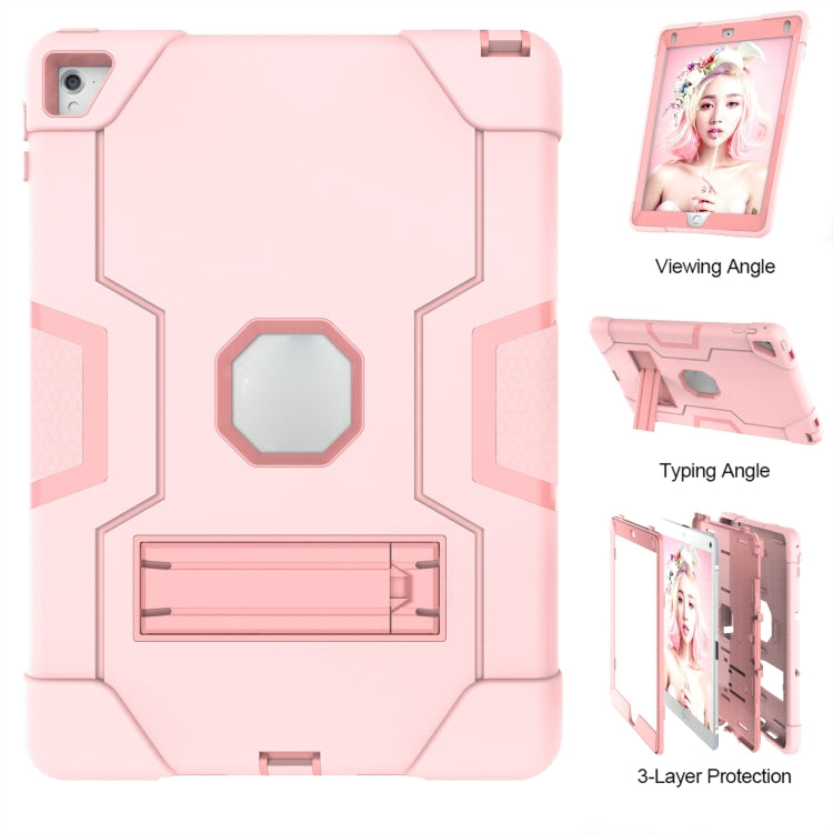 Contrast Color Robot Silicone + PC Tablet Case For iPad 6 / iPad Pro 9.7 2016(Rose Gold) - iPad Pro 9.7 inch Cases by buy2fix | Online Shopping UK | buy2fix