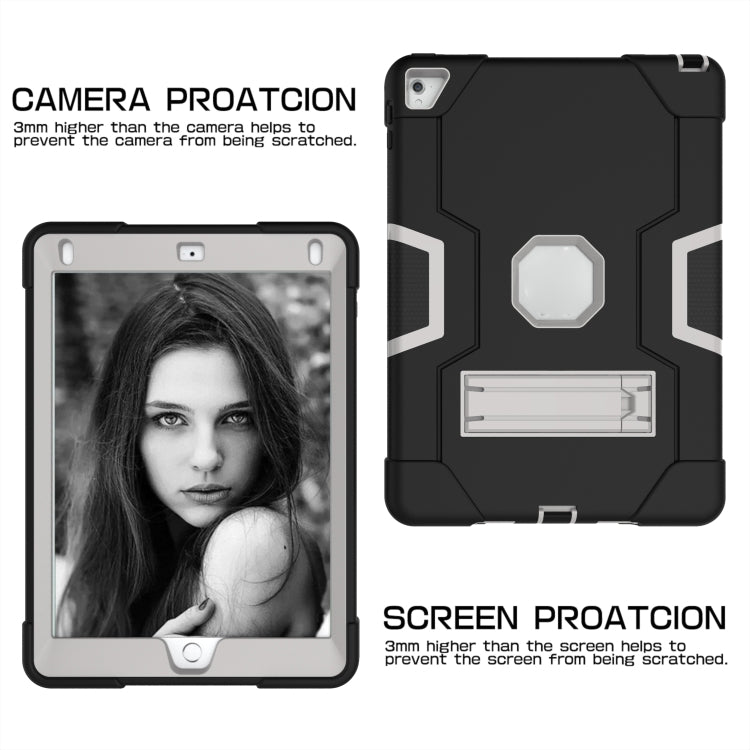 Contrast Color Robot Silicone + PC Tablet Case For iPad 6 / iPad Pro 9.7 2016(Black+ Grey) - iPad Pro 9.7 inch Cases by buy2fix | Online Shopping UK | buy2fix