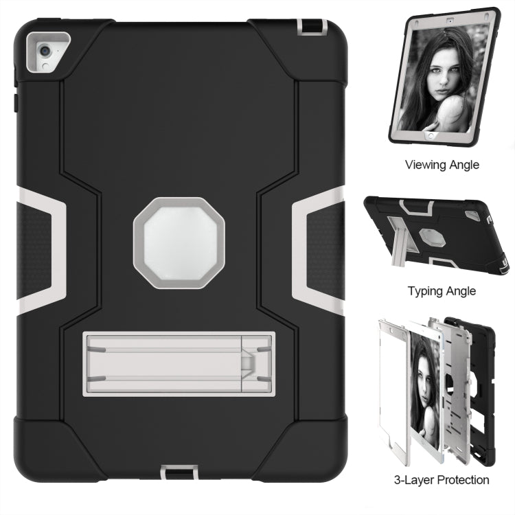 Contrast Color Robot Silicone + PC Tablet Case For iPad 6 / iPad Pro 9.7 2016(Black+ Grey) - iPad Pro 9.7 inch Cases by buy2fix | Online Shopping UK | buy2fix