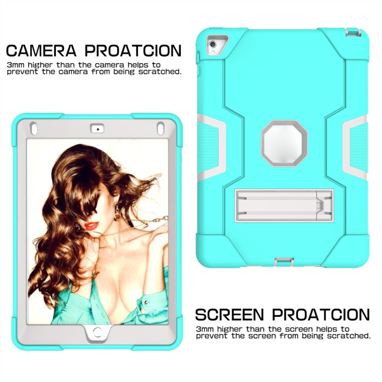 Contrast Color Robot Silicone + PC Tablet Case For iPad 6 / iPad Pro 9.7 2016(Mint Green Grey) - iPad Pro 9.7 inch Cases by buy2fix | Online Shopping UK | buy2fix