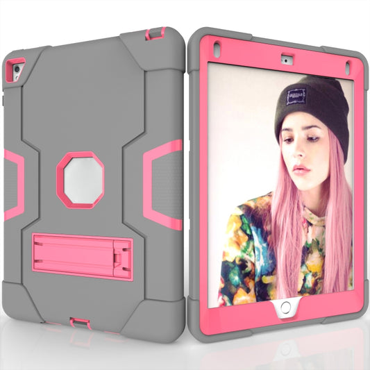 Contrast Color Robot Silicone + PC Tablet Case For iPad 6 / iPad Pro 9.7 2016(Grey Rose Red) - iPad Pro 9.7 inch Cases by buy2fix | Online Shopping UK | buy2fix