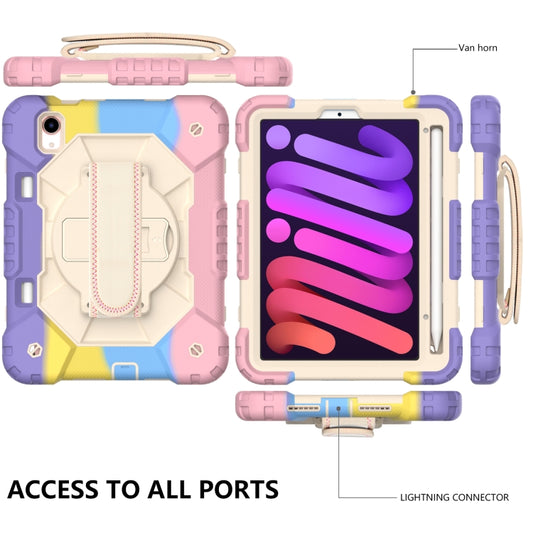 For iPad mini 2024 / mini 6 Contrast Color Robot Silicone + PC Tablet Case with Shoulder Strap(Colorful Pink) - iPad mini 6 Cases by buy2fix | Online Shopping UK | buy2fix