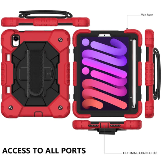 For iPad mini 2024 / mini 6 Contrast Color Robot Silicone + PC Tablet Case with Shoulder Strap(Red+Black) - iPad mini 6 Cases by buy2fix | Online Shopping UK | buy2fix