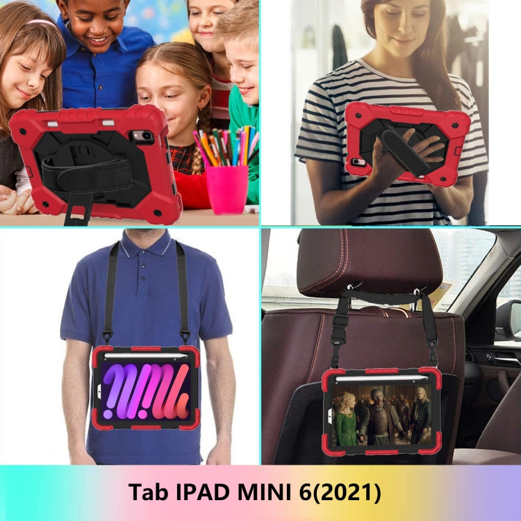 For iPad mini 2024 / mini 6 Contrast Color Robot Silicone + PC Tablet Case with Shoulder Strap(Red+Black) - iPad mini 6 Cases by buy2fix | Online Shopping UK | buy2fix