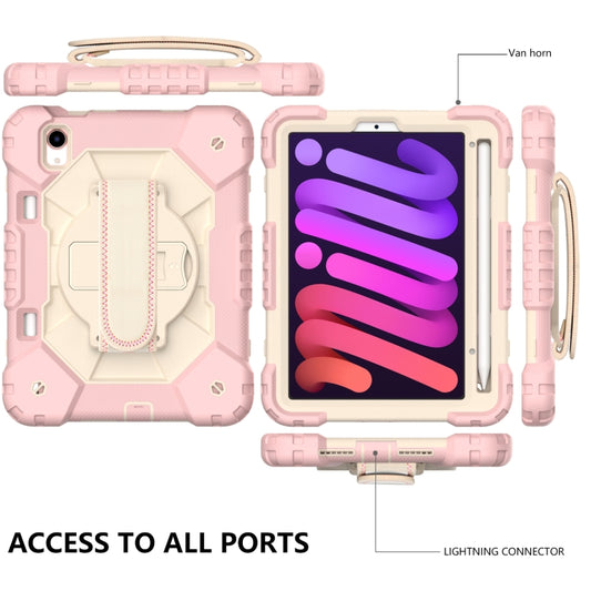 For iPad mini 2024 / mini 6 Contrast Color Robot Silicone + PC Tablet Case with Shoulder Strap(Rose Gold+Beige) - iPad mini 6 Cases by buy2fix | Online Shopping UK | buy2fix