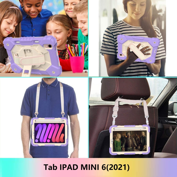 For iPad mini 2024 / mini 6 Contrast Color Robot Silicone + PC Tablet Case(Purple+Beige) - iPad mini 6 Cases by buy2fix | Online Shopping UK | buy2fix