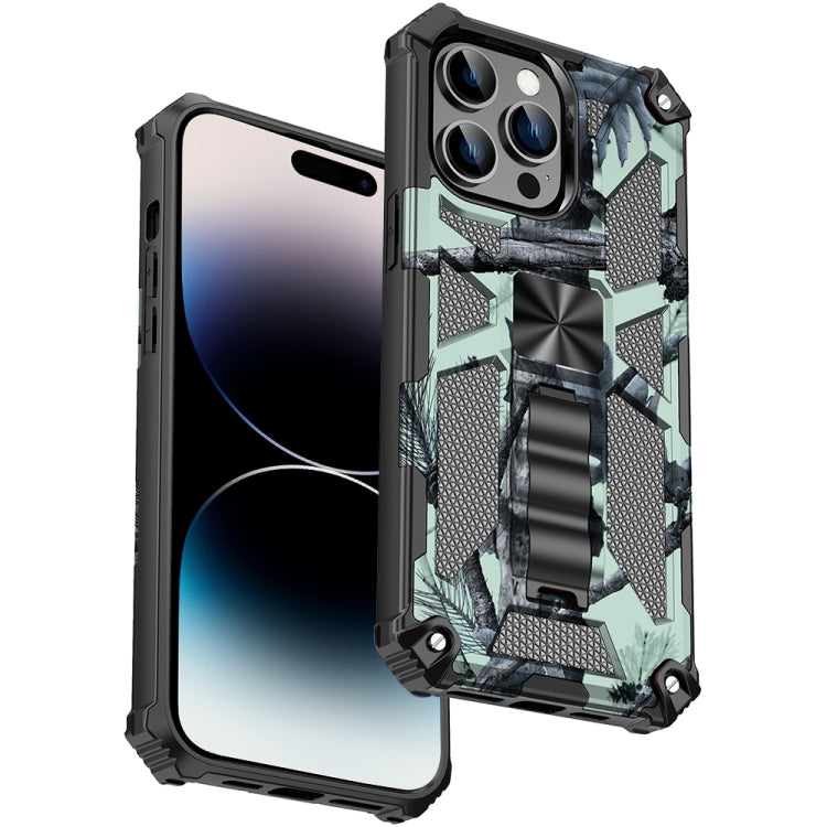 For iPhone 14 Pro Camouflage Armor Shockproof TPU + PC Magnetic Phone Case(Mint Green) - iPhone 14 Pro Cases by buy2fix | Online Shopping UK | buy2fix