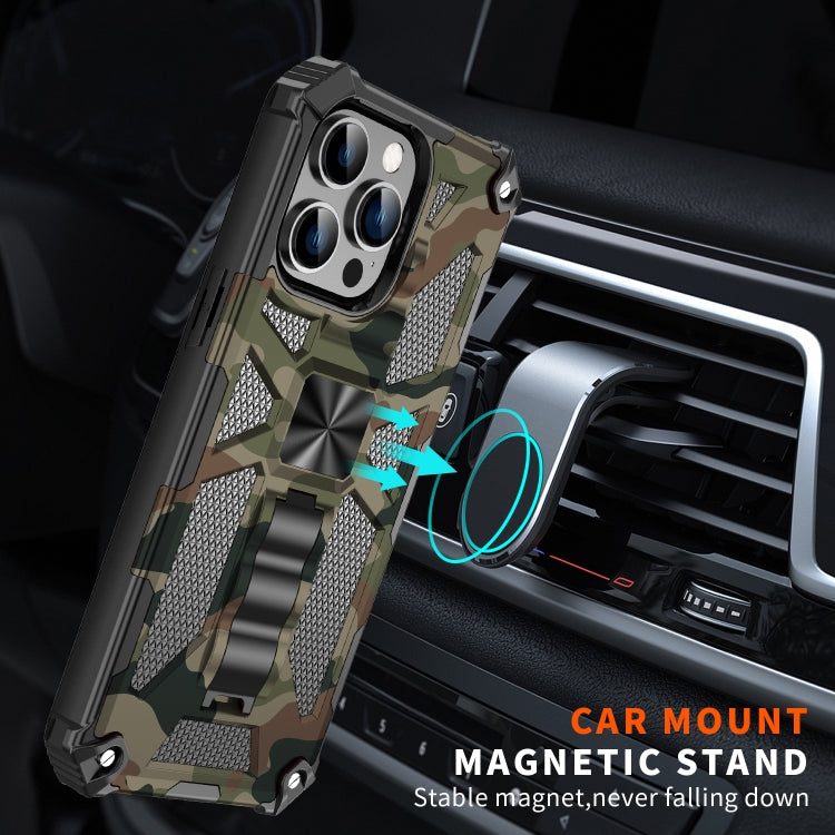 For iPhone 14 Pro Camouflage Armor Shockproof TPU + PC Magnetic Phone Case(Mint Green) - iPhone 14 Pro Cases by buy2fix | Online Shopping UK | buy2fix