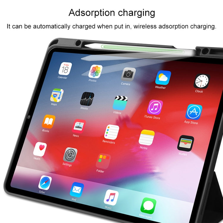 For iPad Pro 12.9 inch (2020) Mutural YASHI Series TPU + PU Cloth Pattern Texture Horizontal Flip Leather Tablet Case with Three-folding Holder & Pen Slot & Wake-up / Sleep Function(Black) - iPad Pro 12.9 (2020) Cases by buy2fix | Online Shopping UK | buy2fix