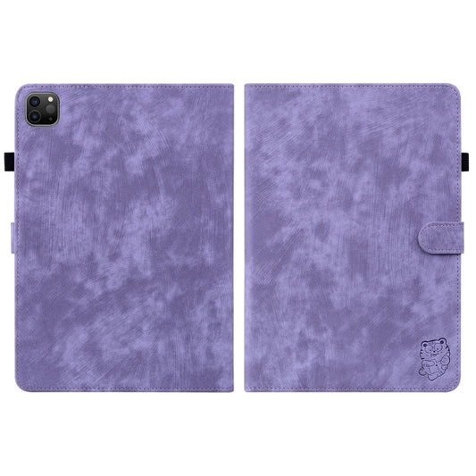 For iPad Pro 12.9 2022 / 2021 / 2020 Tiger Pattern PU Tablet Case with Sleep / Wake-up Function(Purple) - iPad Pro 12.9 (2022/2021) Cases by buy2fix | Online Shopping UK | buy2fix