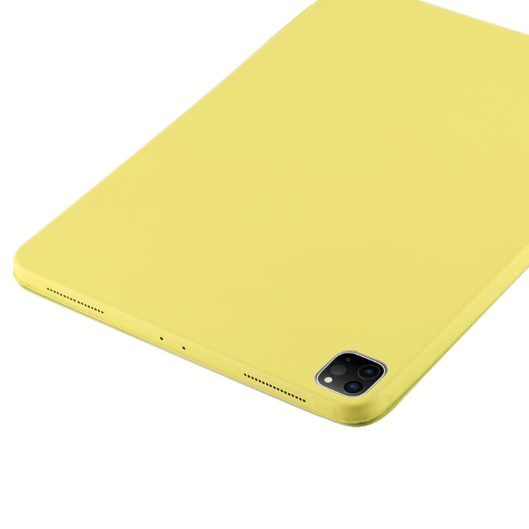 For iPad Pro 12.9 inch (2020/2021) 3-fold Horizontal Flip Smart Leather Tablet Case with Sleep / Wake-up Function & Holder(Yellow) - iPad Pro 12.9 (2022/2021) Cases by buy2fix | Online Shopping UK | buy2fix
