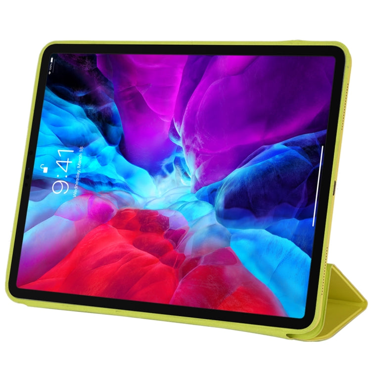 For iPad Pro 12.9 inch (2020/2021) 3-fold Horizontal Flip Smart Leather Tablet Case with Sleep / Wake-up Function & Holder(Yellow) - iPad Pro 12.9 (2022/2021) Cases by buy2fix | Online Shopping UK | buy2fix
