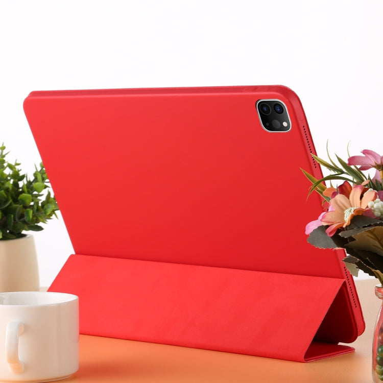 For iPad Pro 12.9 inch (2020/2021) 3-fold Horizontal Flip Smart Leather Tablet Case with Sleep / Wake-up Function & Holder(Red) - iPad Pro 12.9 (2022/2021) Cases by buy2fix | Online Shopping UK | buy2fix