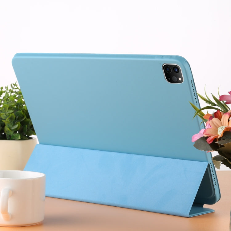 For iPad Pro 12.9 inch (2020/2021) 3-fold Horizontal Flip Smart Leather Tablet Case with Sleep / Wake-up Function & Holder(Blue) - iPad Pro 12.9 (2022/2021) Cases by buy2fix | Online Shopping UK | buy2fix