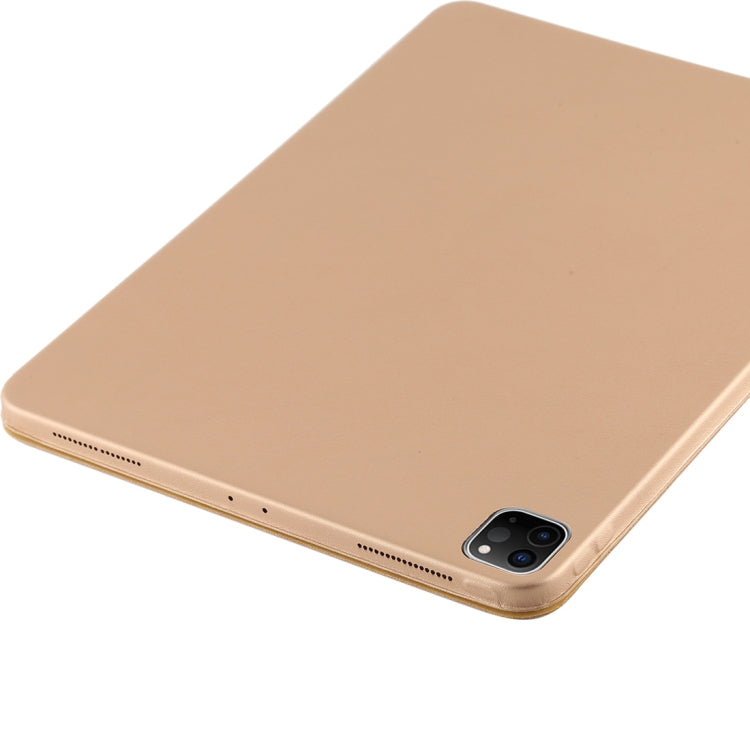 For iPad Pro 12.9 inch (2020/2021) 3-fold Horizontal Flip Smart Leather Tablet Case with Sleep / Wake-up Function & Holder(Gold) - iPad Pro 12.9 (2022/2021) Cases by buy2fix | Online Shopping UK | buy2fix