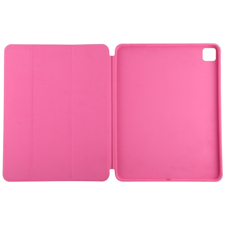 For iPad Pro 12.9 inch (2020/2021) 3-fold Horizontal Flip Smart Leather Tablet Case with Sleep / Wake-up Function & Holder(Rose Red) - iPad Pro 12.9 (2022/2021) Cases by buy2fix | Online Shopping UK | buy2fix