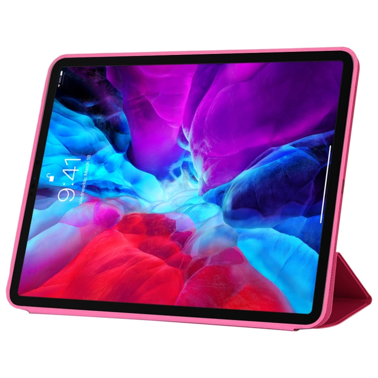 For iPad Pro 12.9 inch (2020/2021) 3-fold Horizontal Flip Smart Leather Tablet Case with Sleep / Wake-up Function & Holder(Rose Red) - iPad Pro 12.9 (2022/2021) Cases by buy2fix | Online Shopping UK | buy2fix