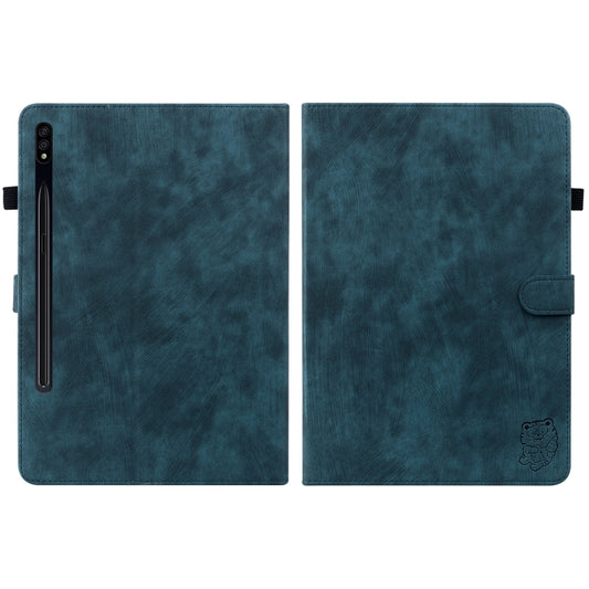 For Samsung Galaxy Tab S9+ Tiger Pattern Flip Leather Tablet Case(Dark Blue) by buy2fix