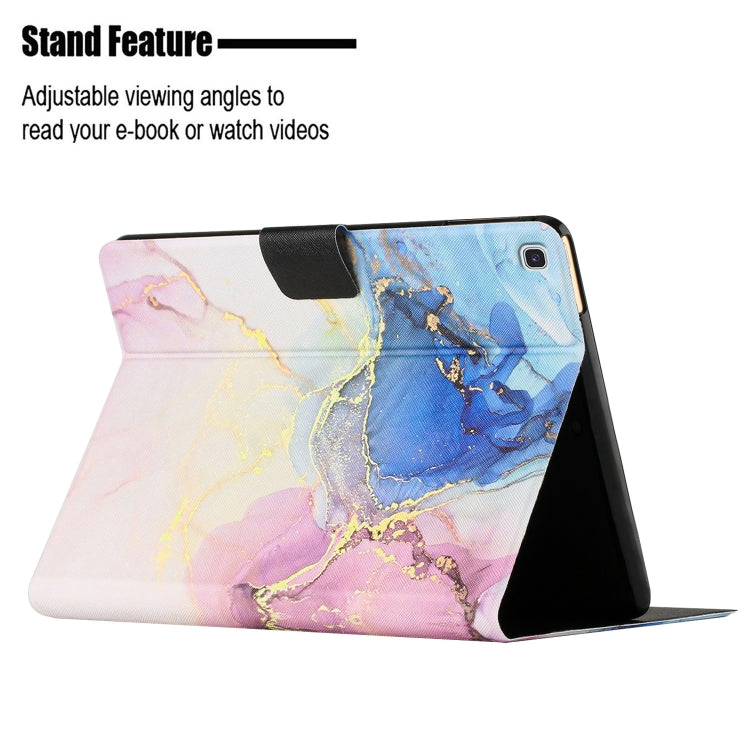 For Samsung Galaxy Tab A7 10.4 2020 T500 Marble Pattern Smart Leather Tablet Case(Pink Blue) by buy2fix
