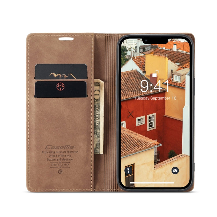 For iPhone 14 CaseMe-013 Multifunctional Retro Frosted Leather Phone Case (Brown) - iPhone 14 Cases by CaseMe | Online Shopping UK | buy2fix