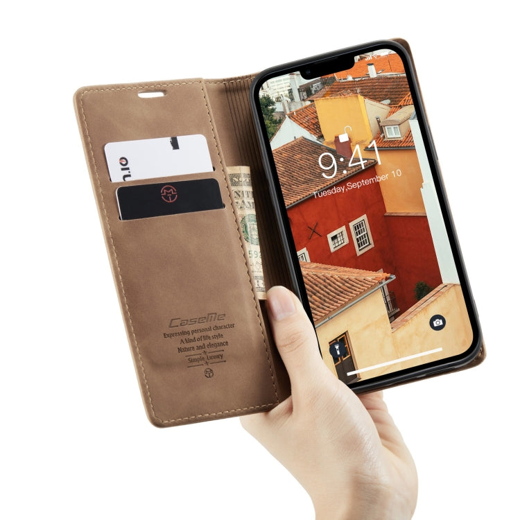 For iPhone 14 CaseMe-013 Multifunctional Retro Frosted Leather Phone Case (Brown) - iPhone 14 Cases by CaseMe | Online Shopping UK | buy2fix
