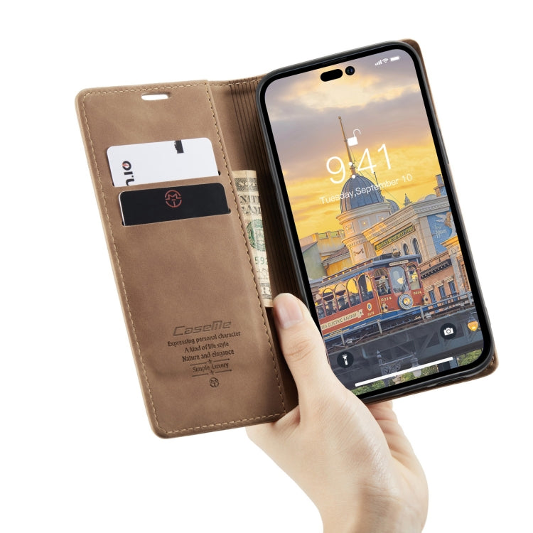 For iPhone 14 Pro CaseMe-013 Multifunctional Retro Frosted Leather Phone Case(Brown) - iPhone 14 Pro Cases by CaseMe | Online Shopping UK | buy2fix