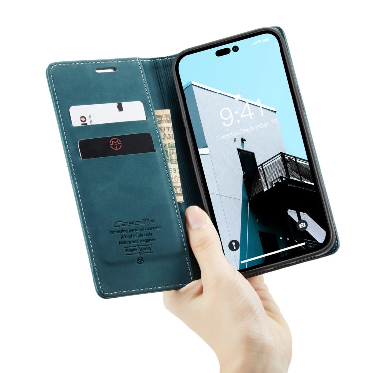 For iPhone 14 Pro CaseMe-013 Multifunctional Retro Frosted Leather Phone Case(Blue) - iPhone 14 Pro Cases by CaseMe | Online Shopping UK | buy2fix