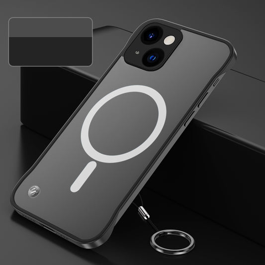 For iPhone 14 Metal Lens Frosted Magsafe Phone Case (Black) by buy2fix