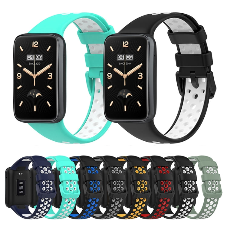 For Xiaomi Mi Band 7 Pro Breathable Sports TPU Watch Band(Green+White) by buy2fix